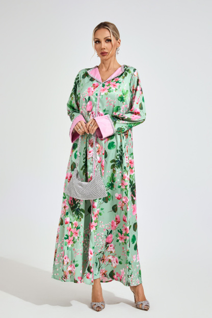 Halle Mint Green A-linePrint Floral Dress