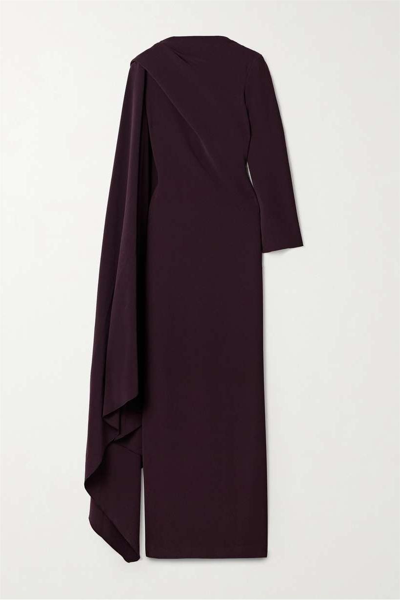 Keeley Solid One Sleeve Cape Maxi Dress