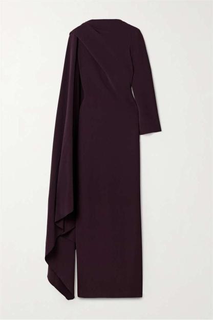 Keeley Solid One Sleeve Cape Maxi Dress