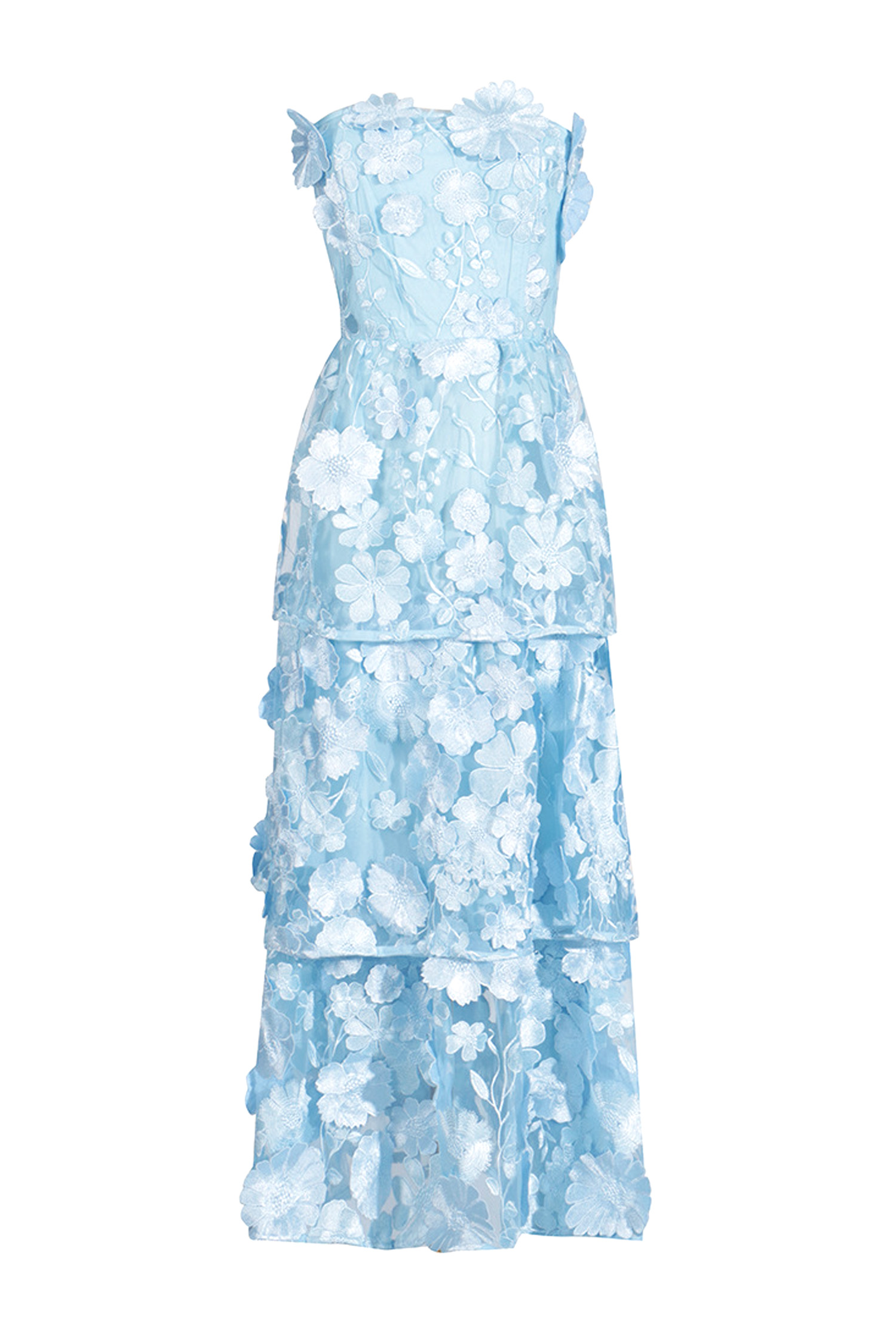 Katelynn Blue Flower Off Shoulder Dress