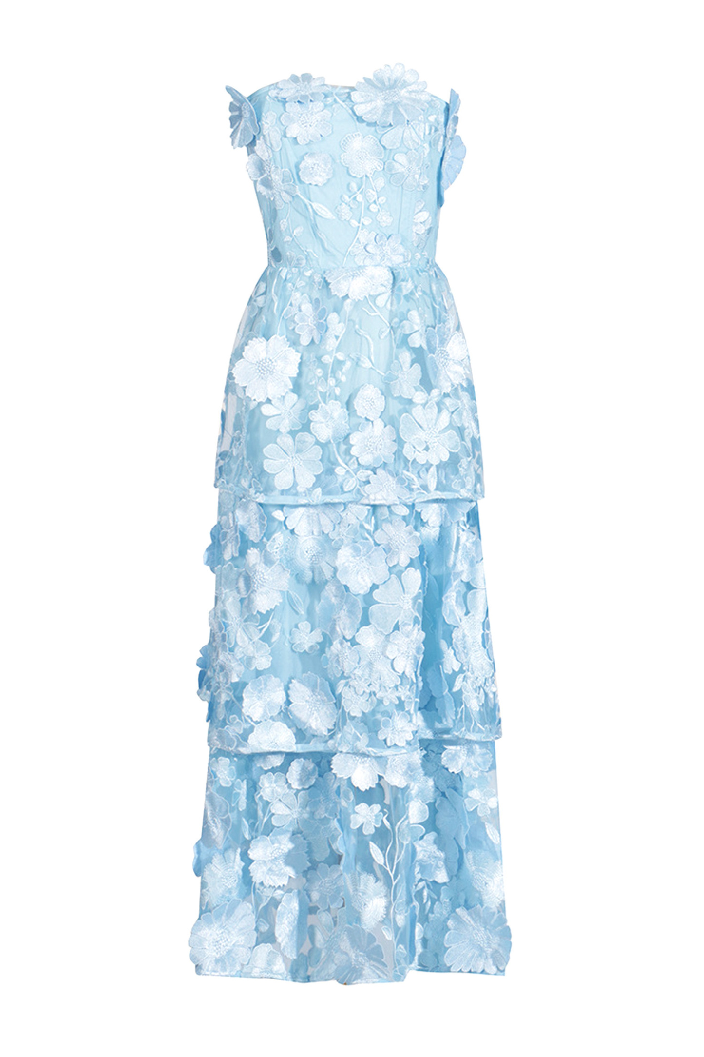 Katelynn Blue Flower Off Shoulder Dress