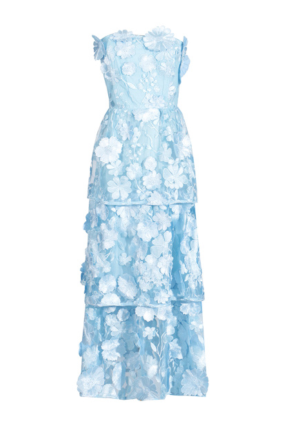 Katelynn Blue Flower Off Shoulder Dress