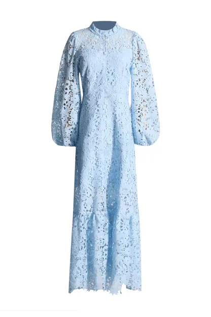 Darlene Blue Cut Out Long Sleeve Dress