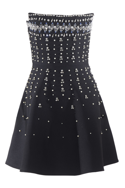Erica Black Diamond Embellished Mini Dress