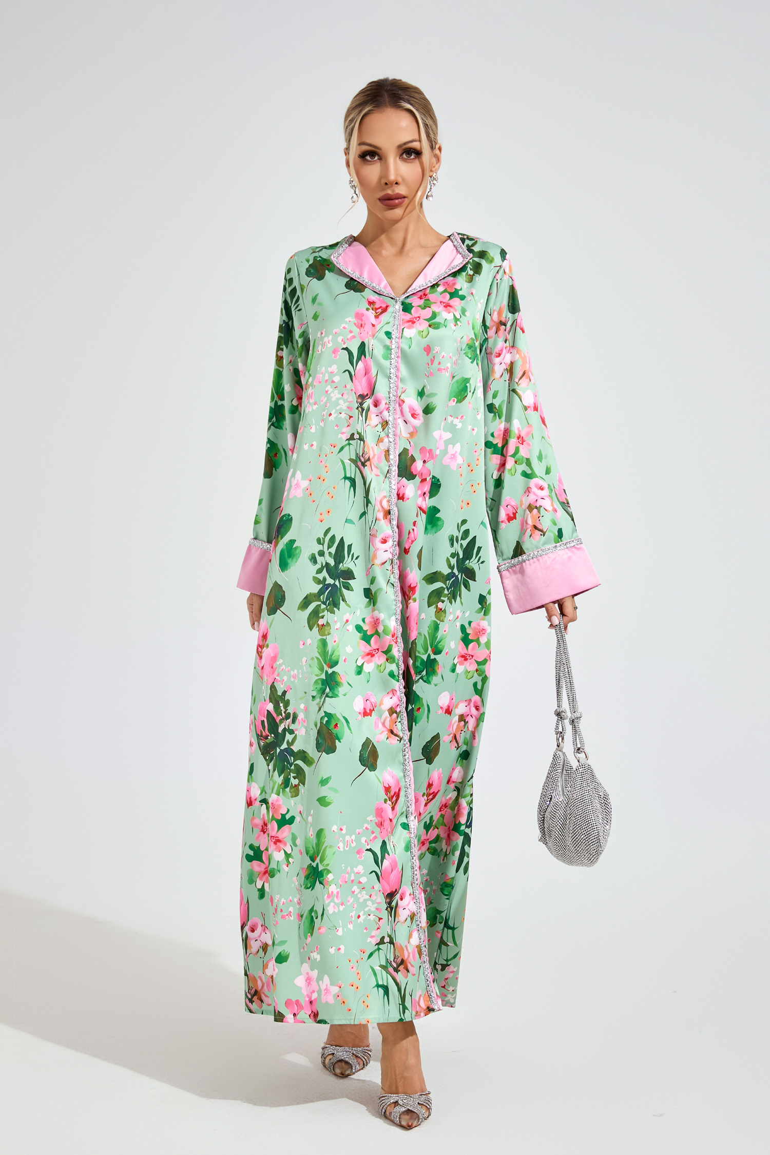 Halle Mint Green A-linePrint Floral Dress