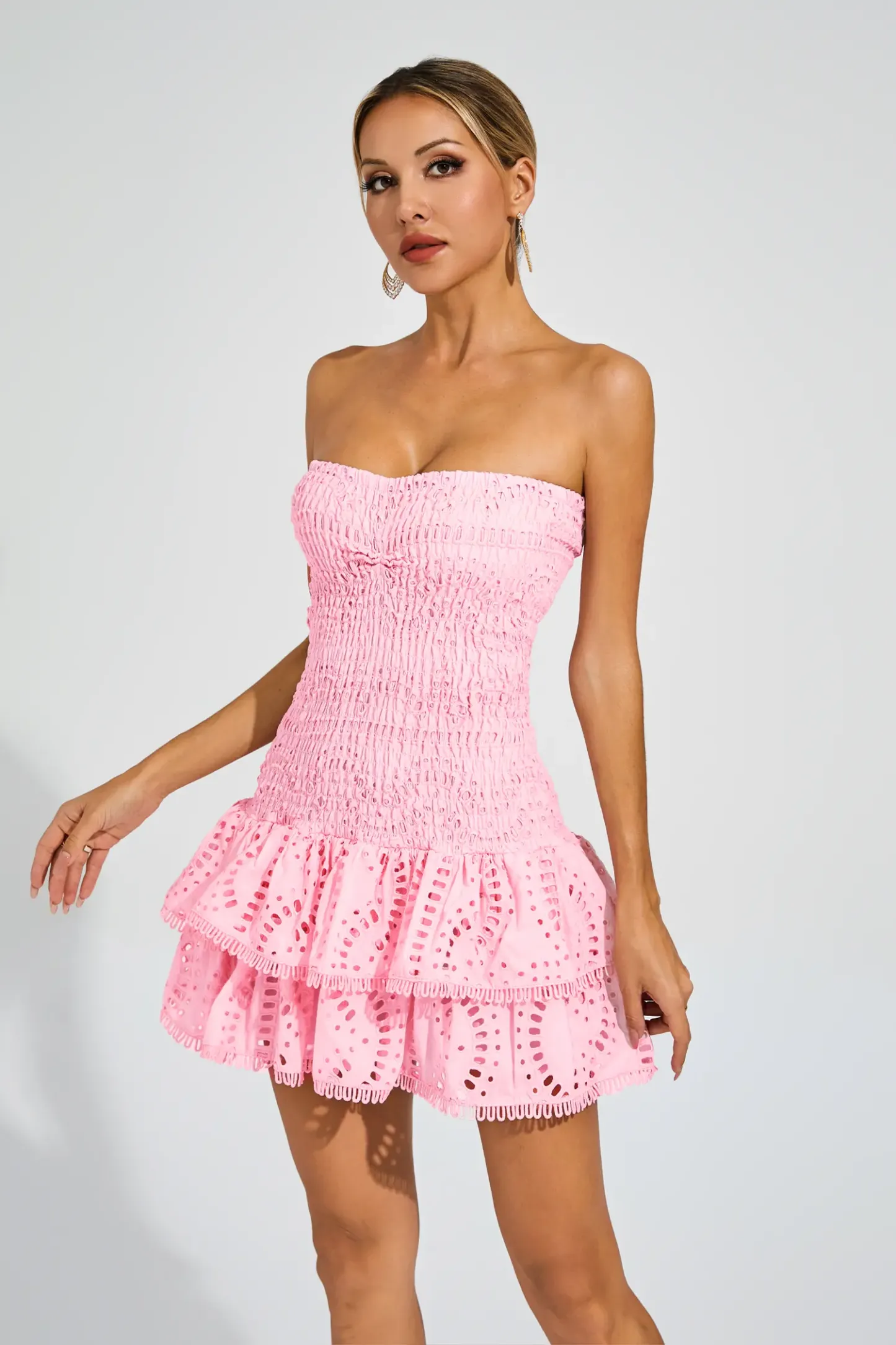 Madeleine Pink Ruffle Mini Dress