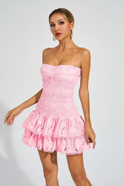 Madeleine Pink Ruffle Mini Dress