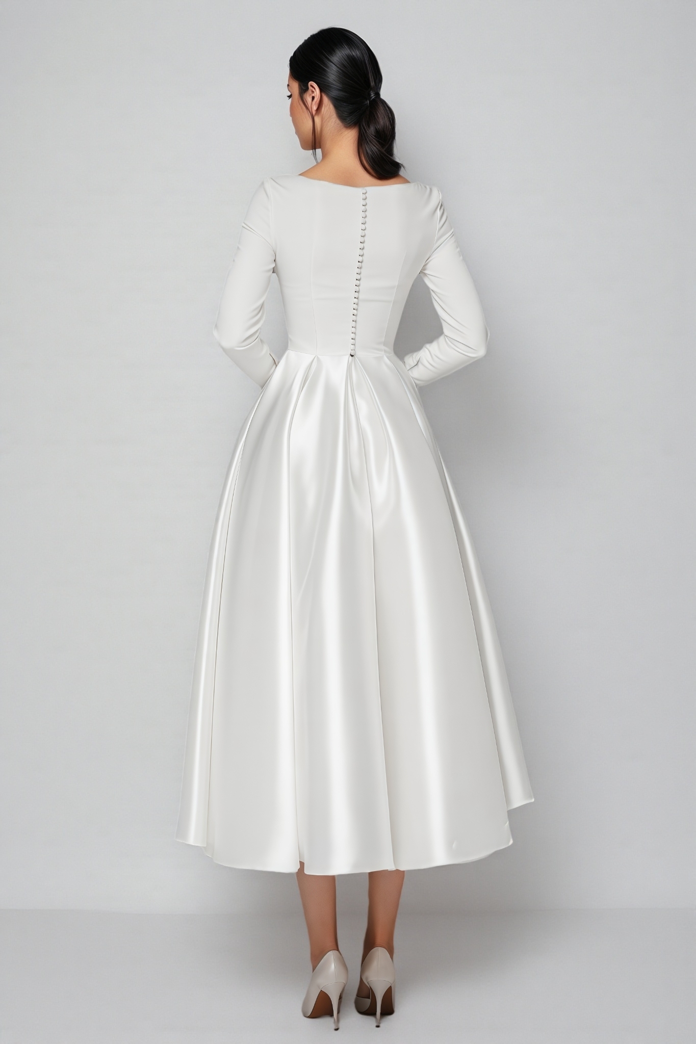 Debra White Simple Midi Dress