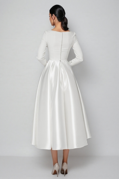 Debra White Simple Midi Dress