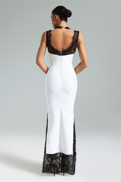 Kiley Lace Deep V Maxi Dress