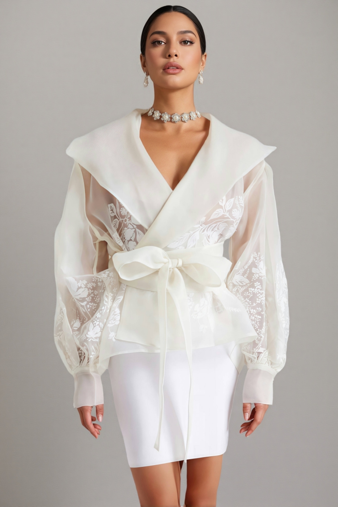 Eden White Embroidery Blazer