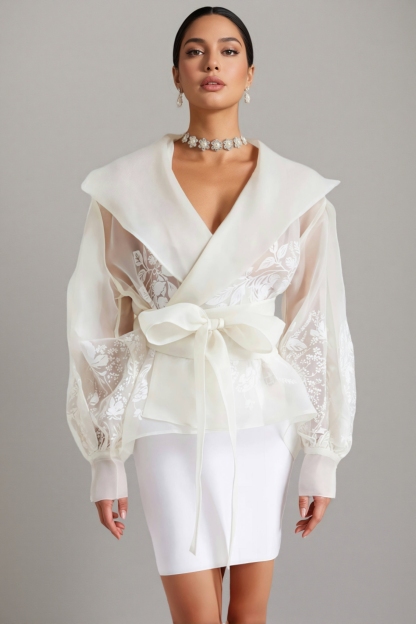 Eden White Embroidery Blazer