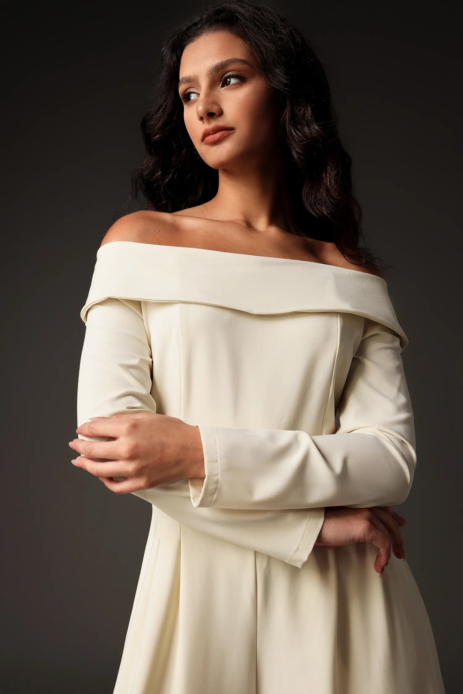 Margot White Off Shoulder Drape Jumpsuit