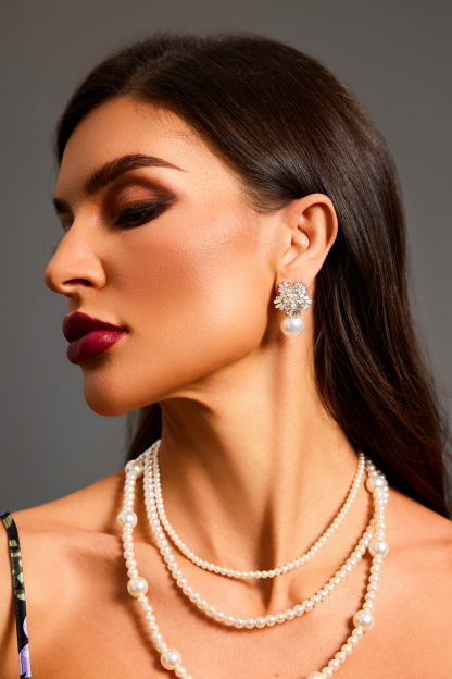 Claudia Diamond Pearl Earrings