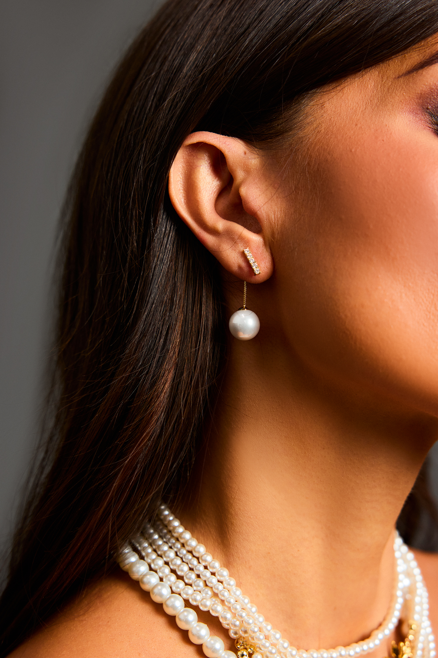 Clea Diamond Pearl Mini Earrings