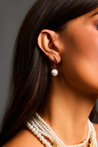 Clea Diamond Pearl Mini Earrings