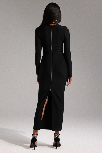 Suzanne Long Sleeves Hollow Out Bandage Maxi Dress