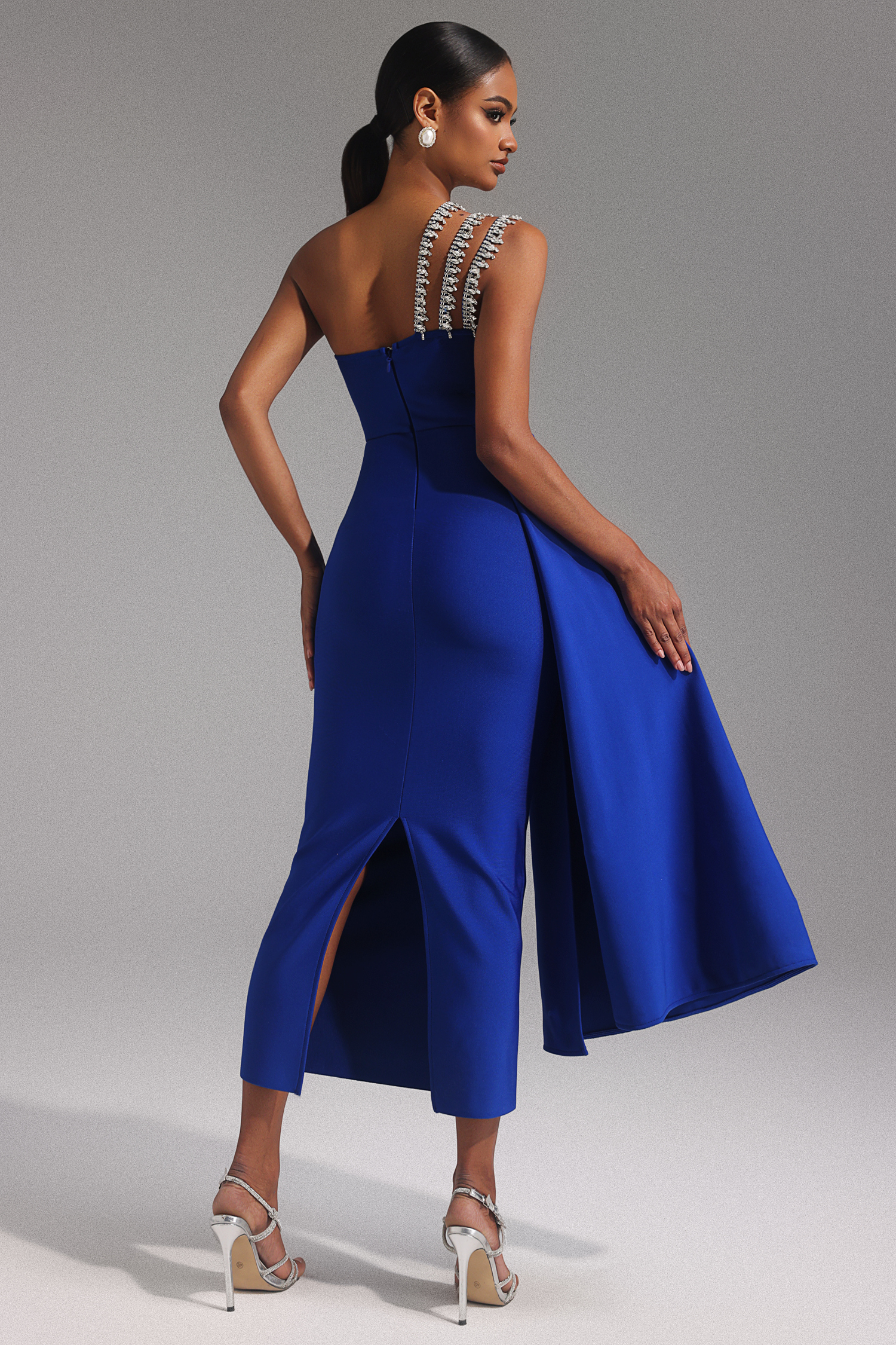 Dagmar One Shoulder Diamond Bandage Maxi Dress