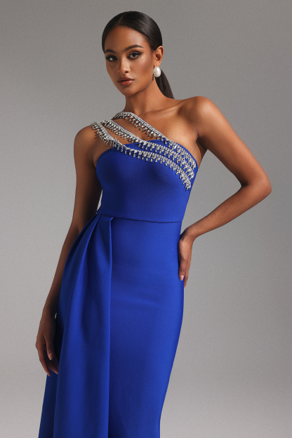 Dagmar One Shoulder Diamond Bandage Maxi Dress