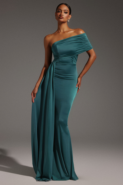 Consuelo Sleeveless One Shoulder Fold Maxi Dress