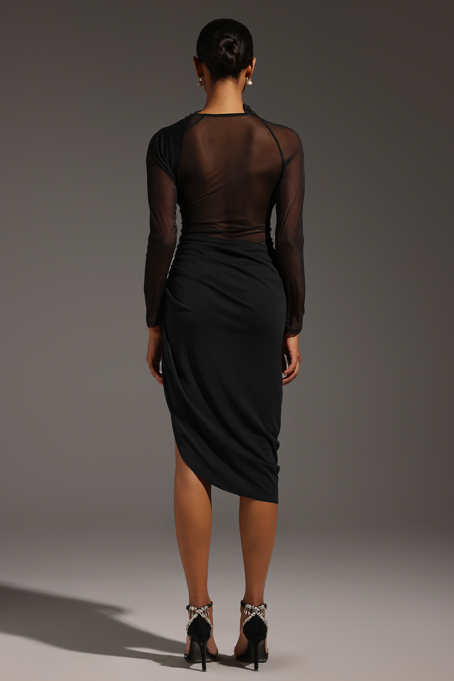 Hazel Long Sleeve Hollow Out Midi Dress