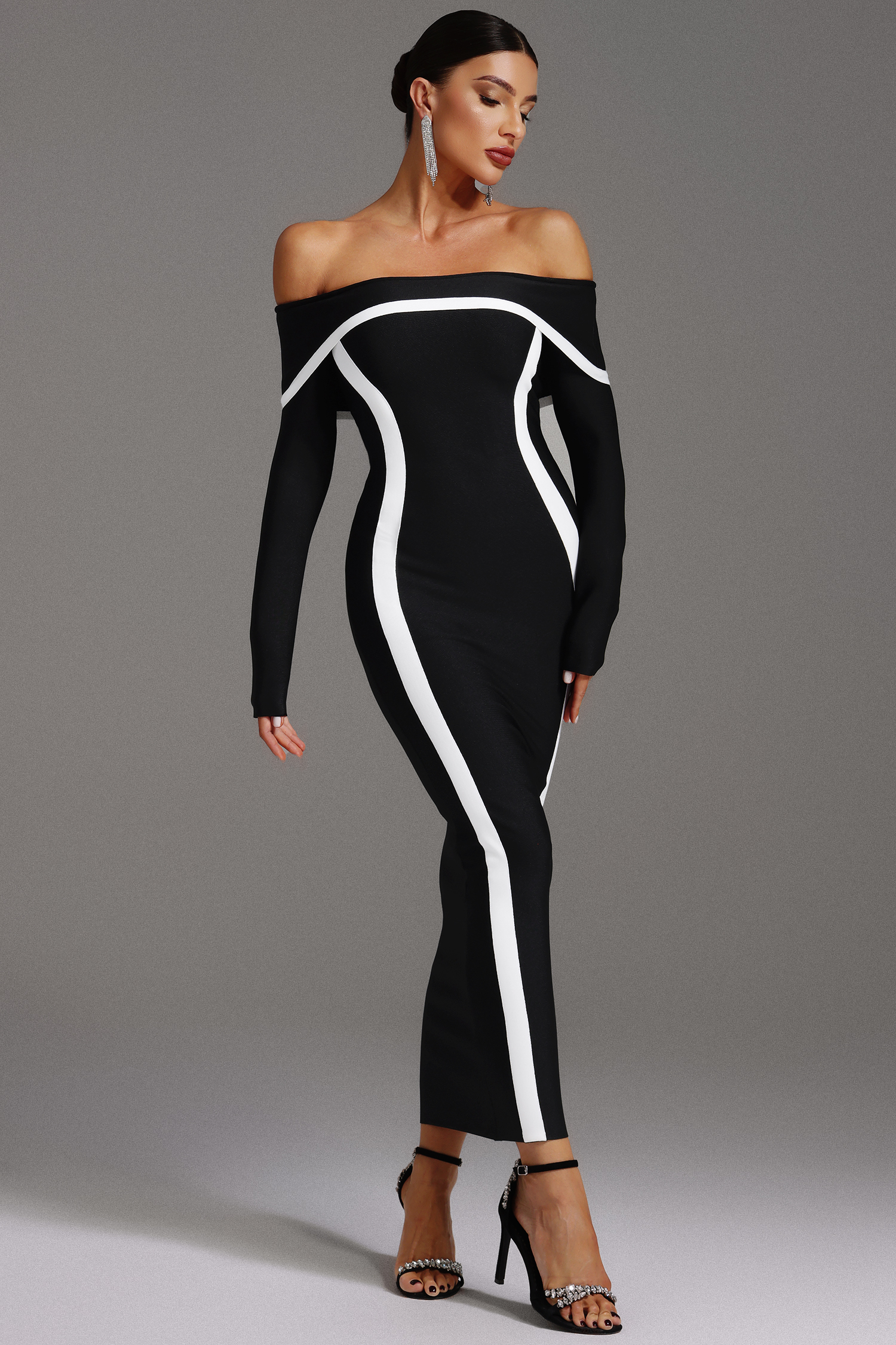 Mabel Off-the-Shoulder Long Sleeve Maxi Dress