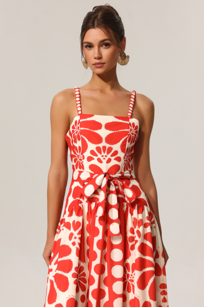 Tatiana Halter Floral Printed Bowknot Maxi Dress