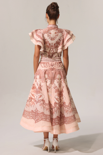 Eliza Sleeveless Floral Printed Shirt Two-Piece Set