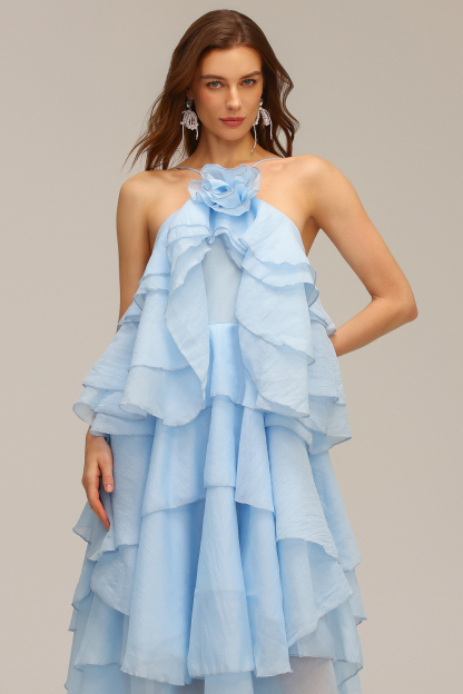 Elsie Sleeveless Flower Folds Maxi Dress