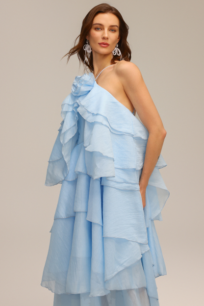 Elsie Sleeveless Flower Folds Maxi Dress