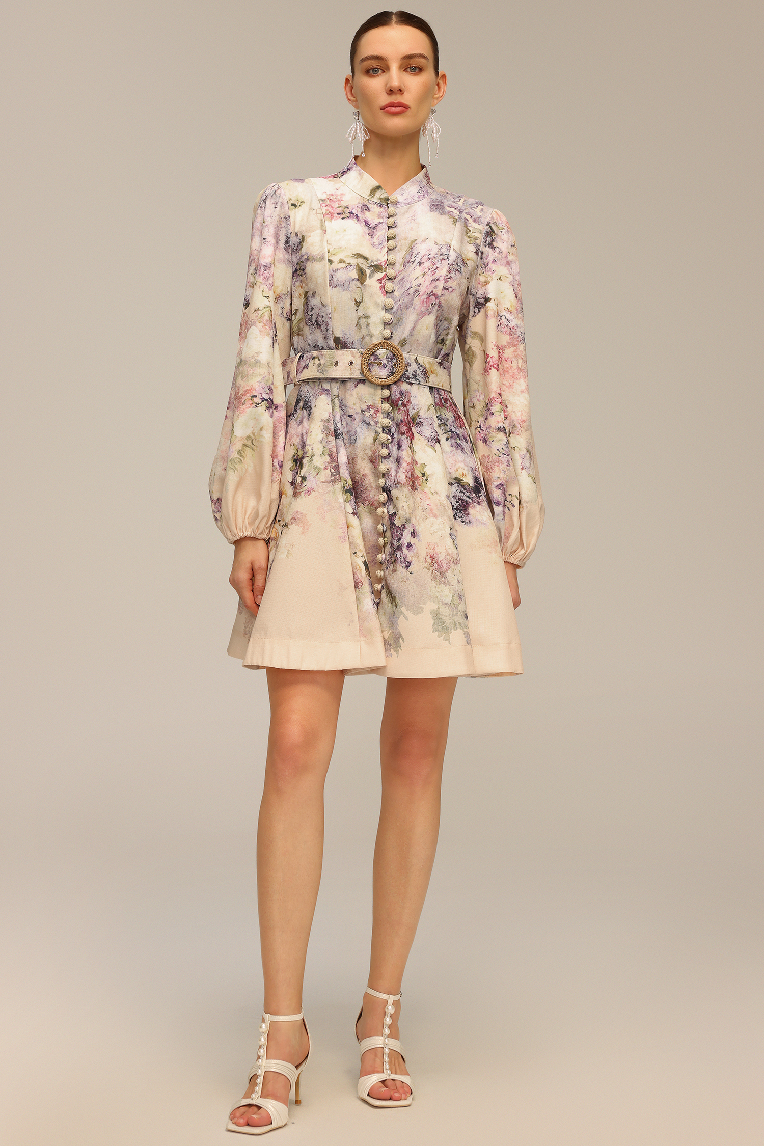 Dale Long Sleeve Floral Printed Mini Dress
