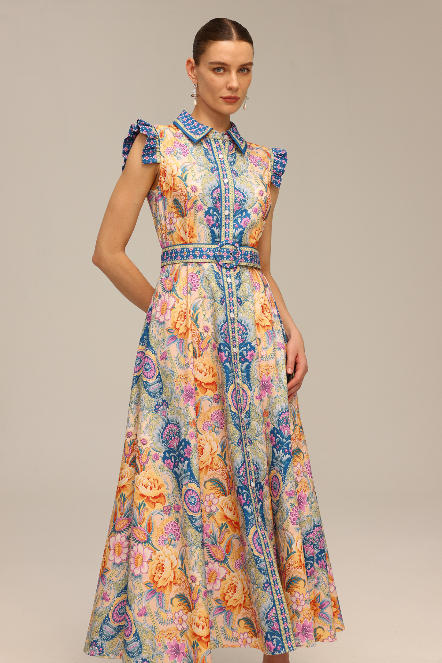 Paulina Floral Printed Sleeveless Maxi Dress