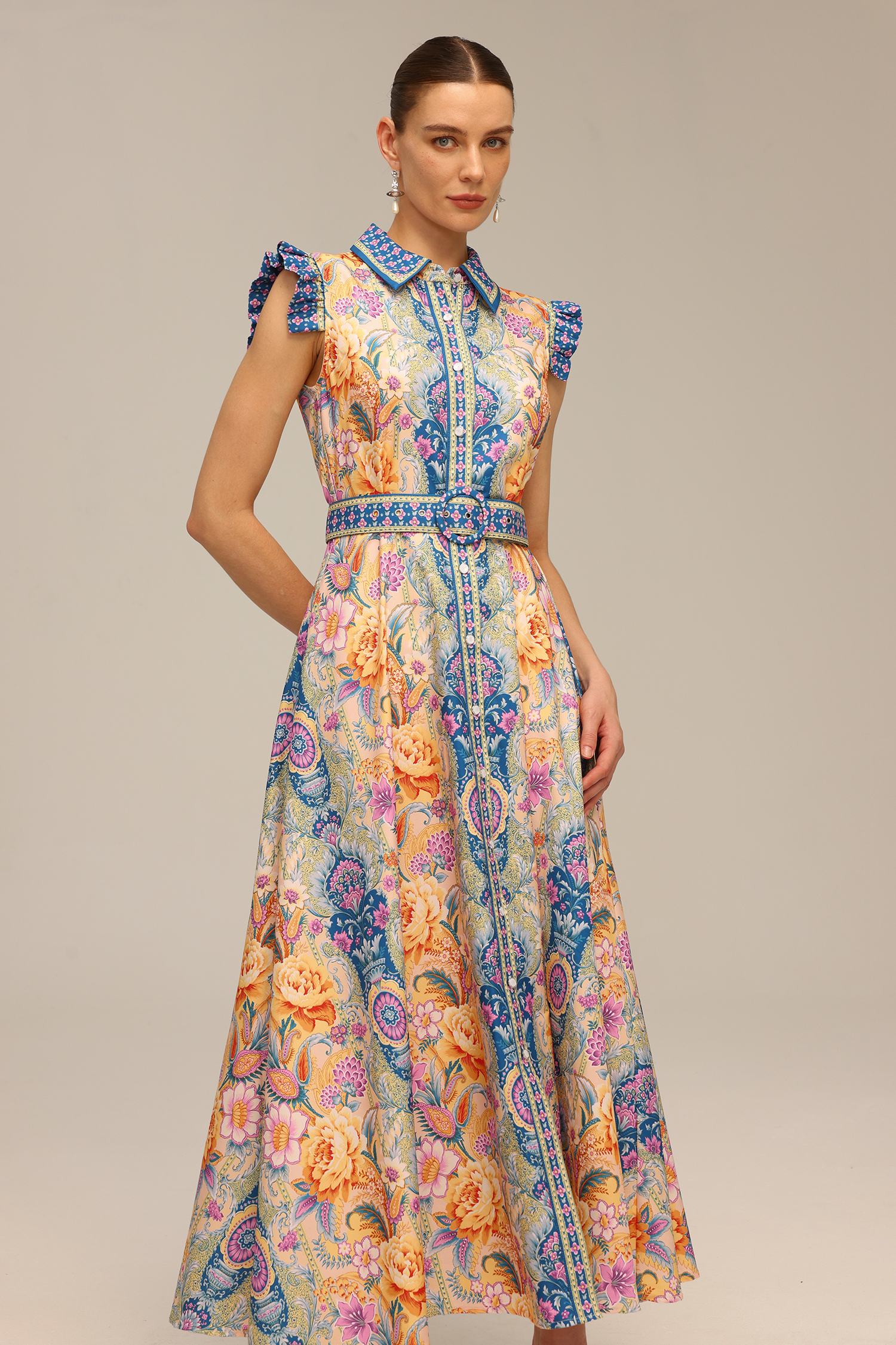 Paulina Floral Printed Sleeveless Maxi Dress