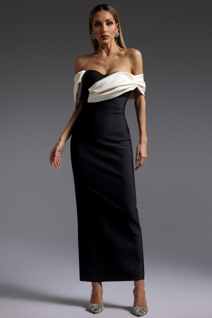Kennedy Off-The-Shoulder Fold Bandage Maxi Dress