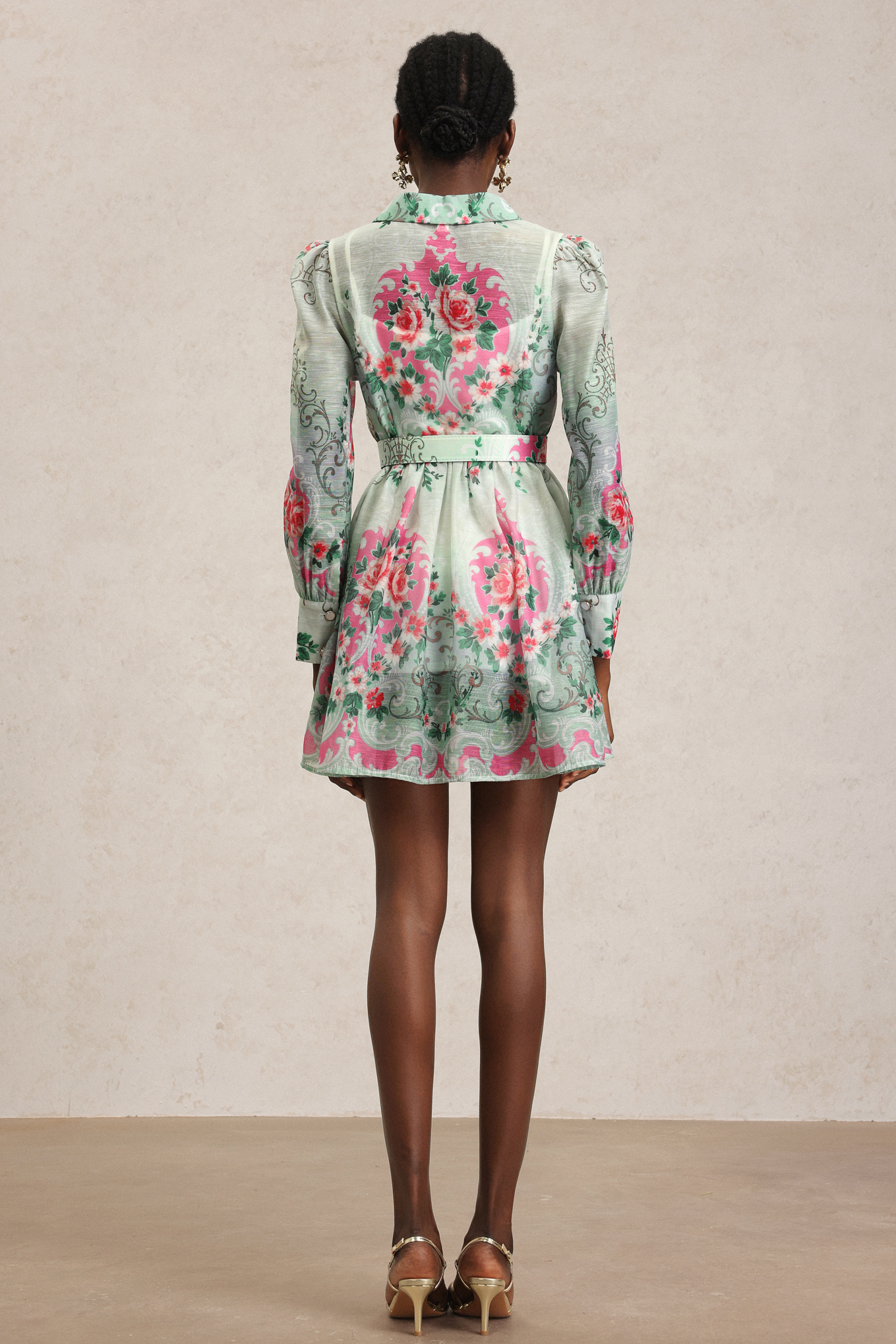 Heaven Long Sleeve Floral Printed Mini Dress