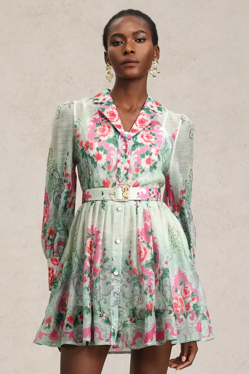 Heaven Long Sleeve Floral Printed Mini Dress