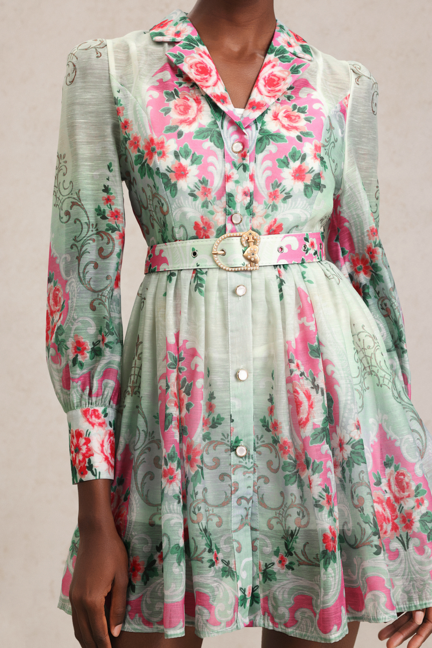 Heaven Long Sleeve Floral Printed Mini Dress