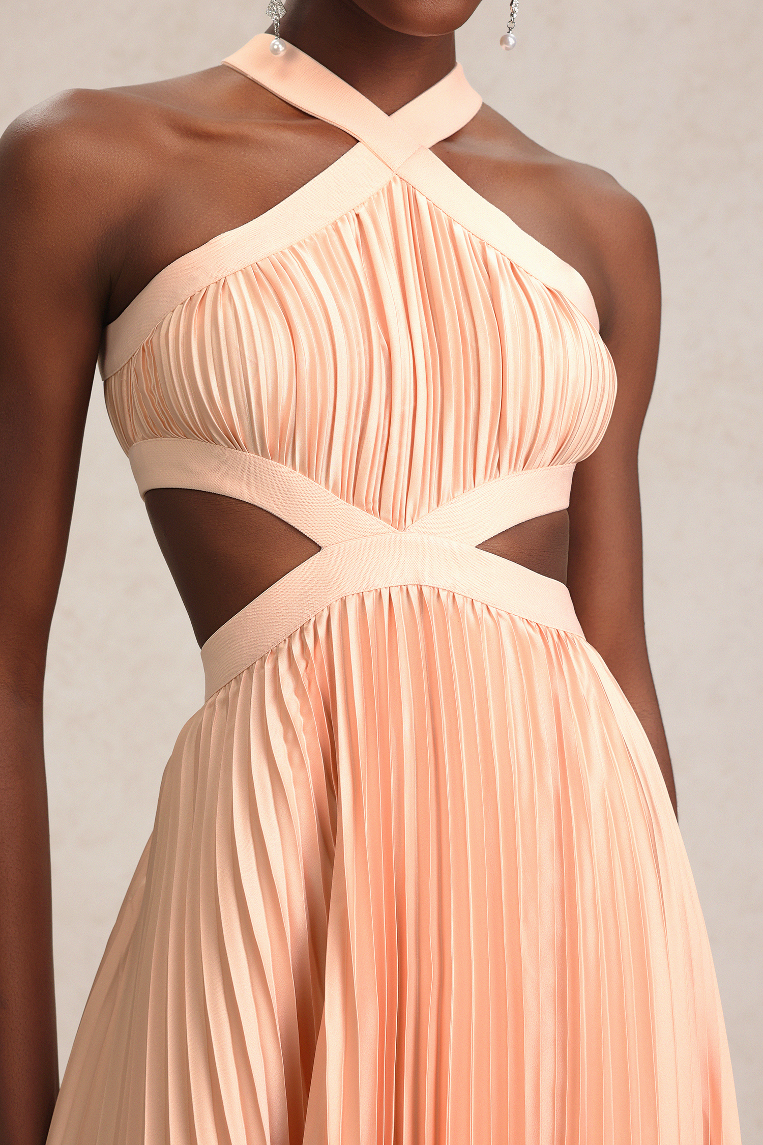 Carla Sleeveless Hollow Out Folds Maxi Dress