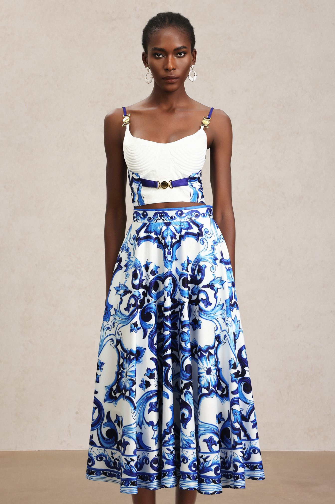 Simone Halter Floral Printed Top And Skirt Two-Piece Set