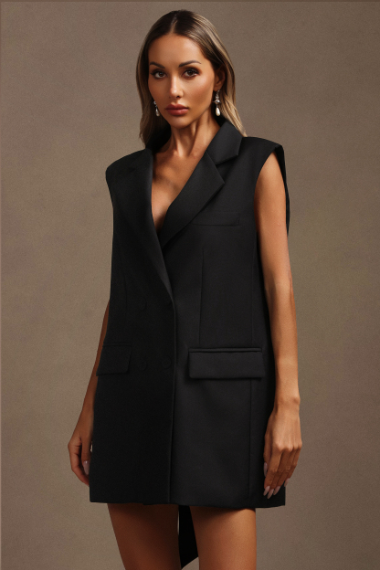 Elvera Lapel Sleeveless Bowknot Mini Dress