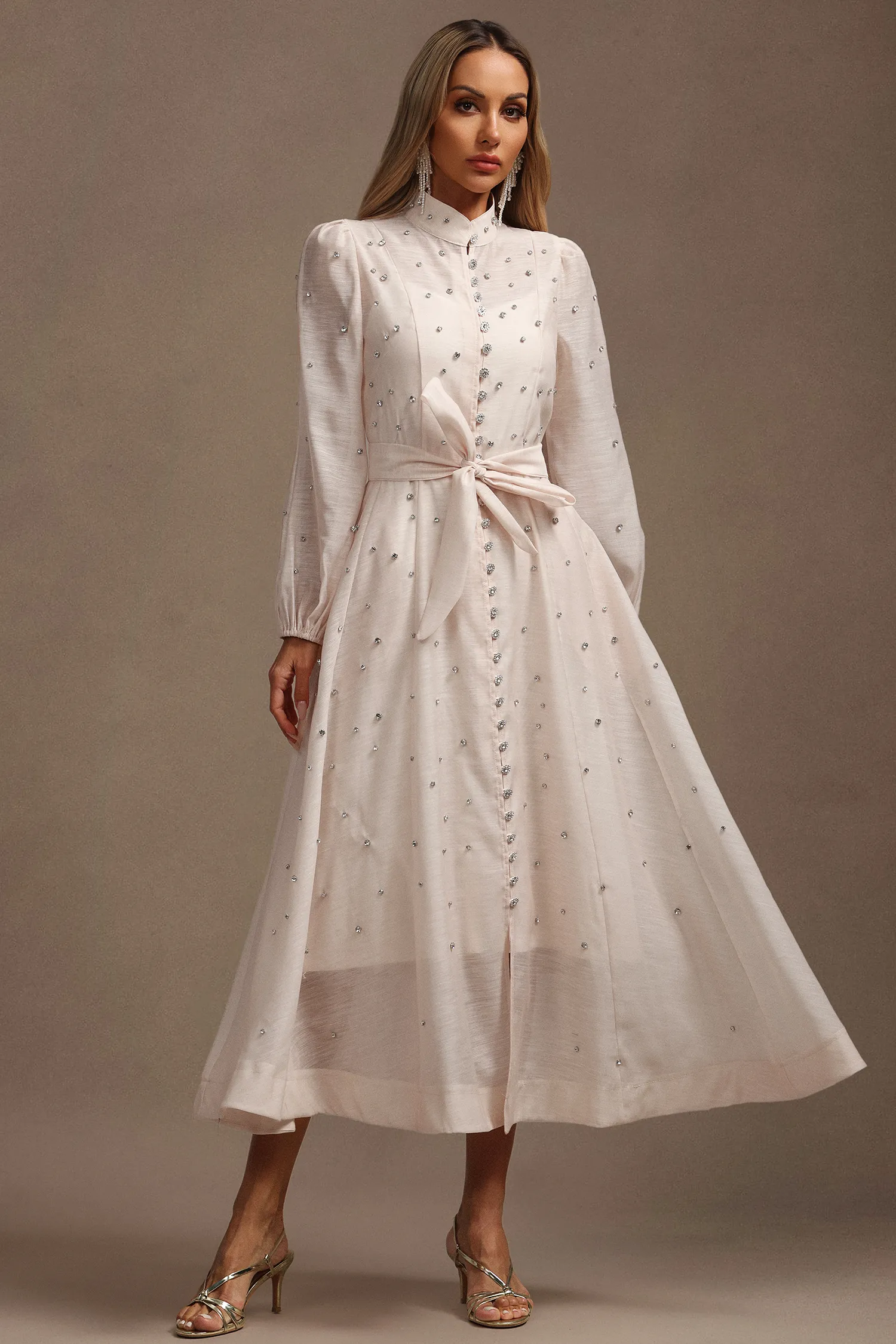 Christiana Long Sleeves Diamond Maxi Dress