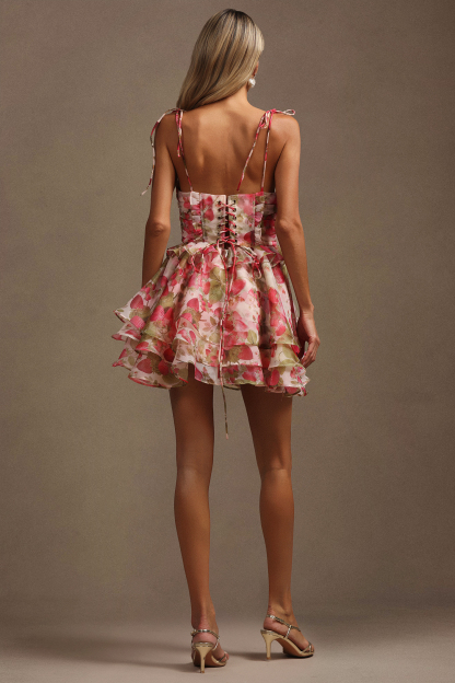 Velma Halter Floral Printed Mini Dress