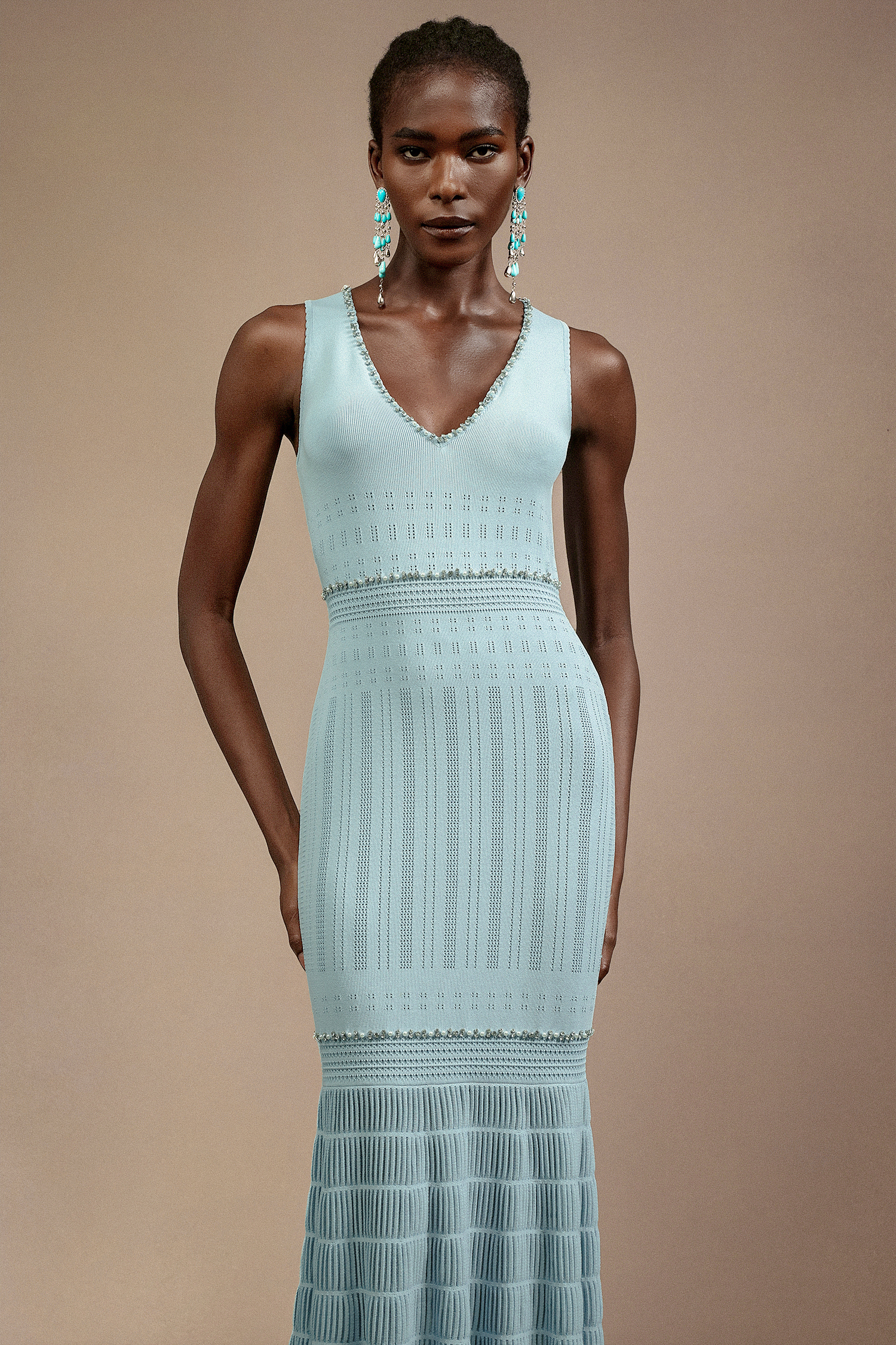 Karli Sleeveless Diamond Midi Dress