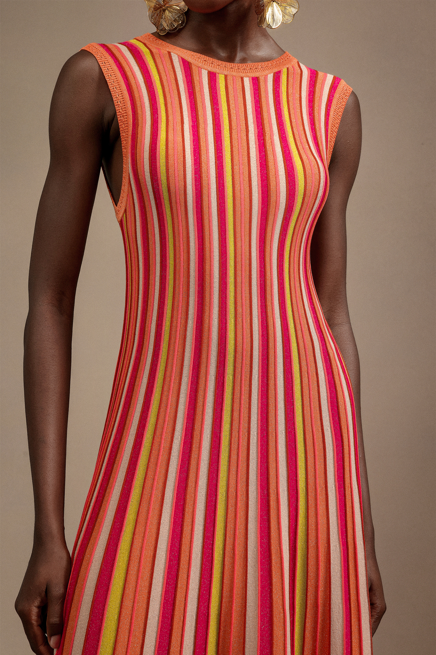 Whitney Sleeveless Round Neck Candy Strip Maxi Dress