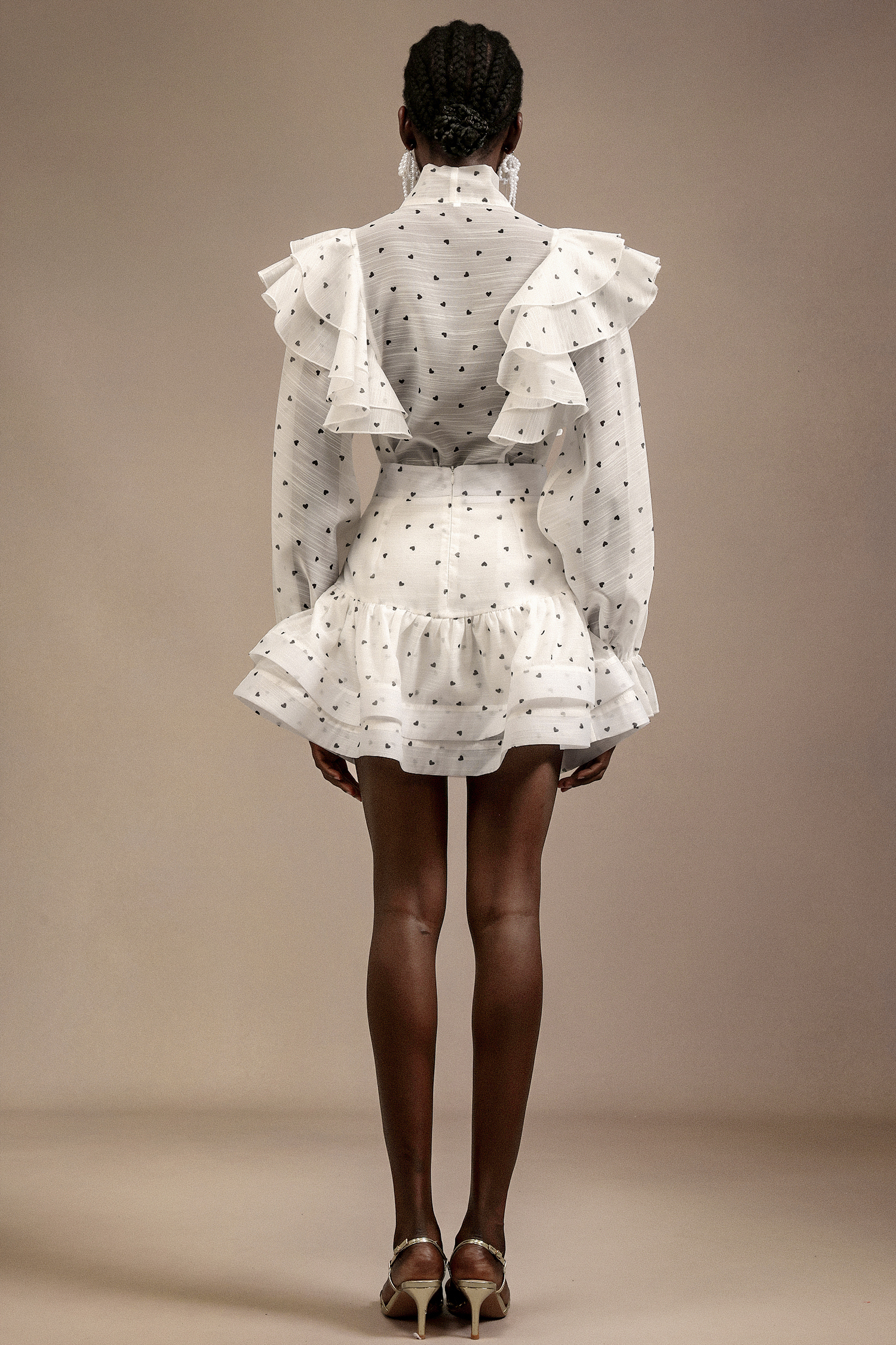 Estelle Long Sleeves Dot Printed Folds Two-Piece Set