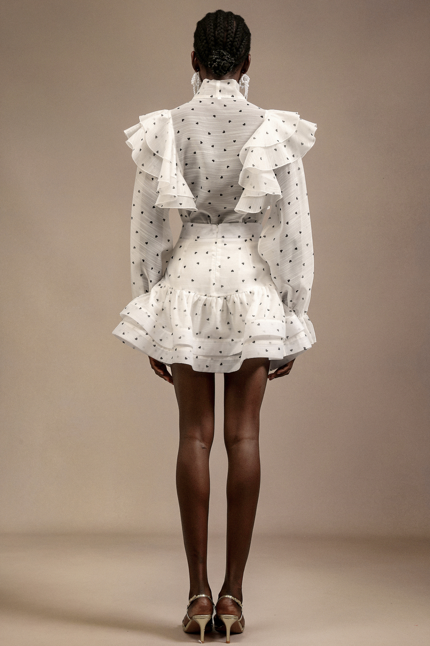 Estelle Long Sleeves Dot Printed Folds Two-Piece Set