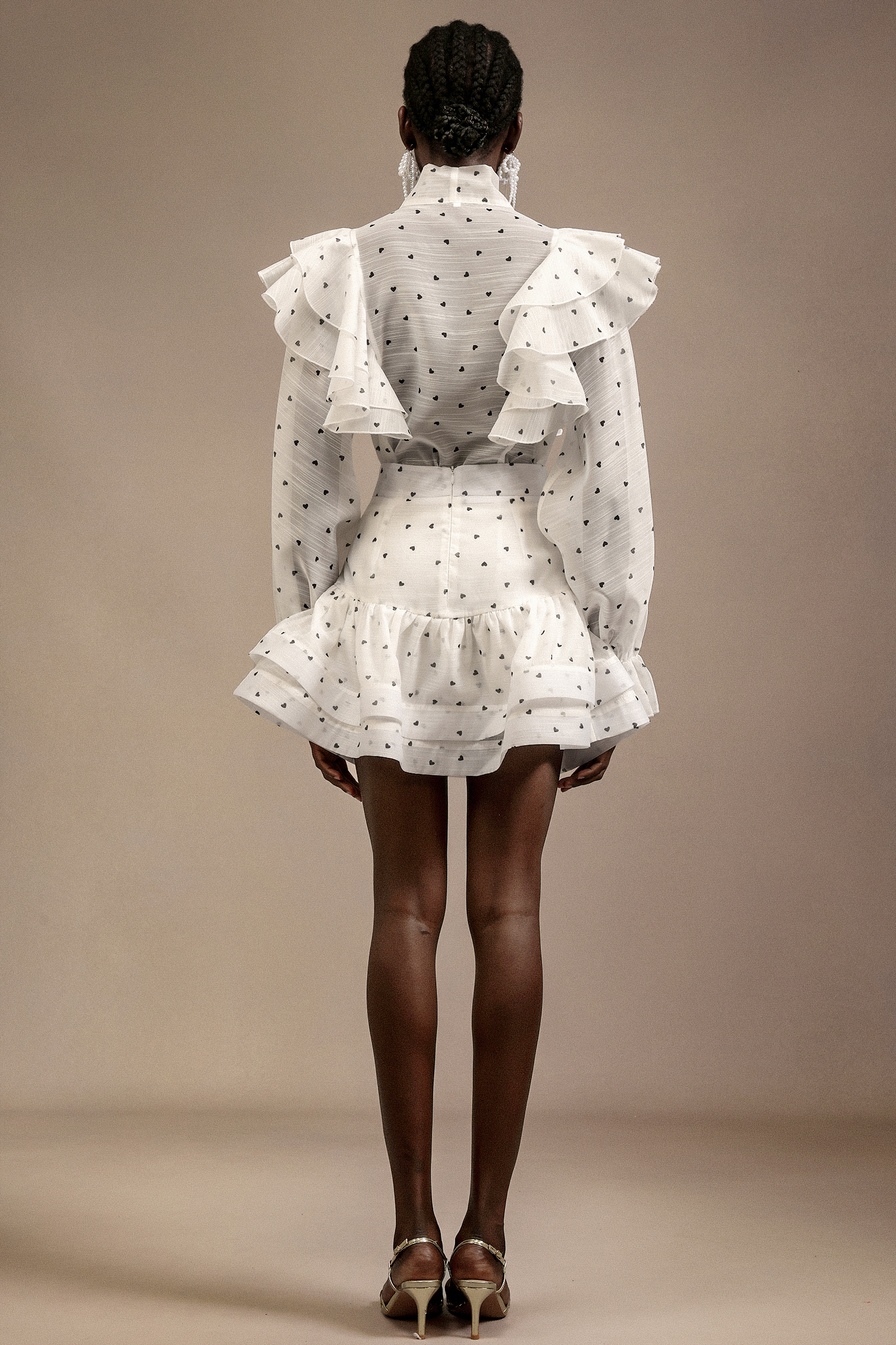 Estelle Long Sleeves Dot Printed Folds Two-Piece Set