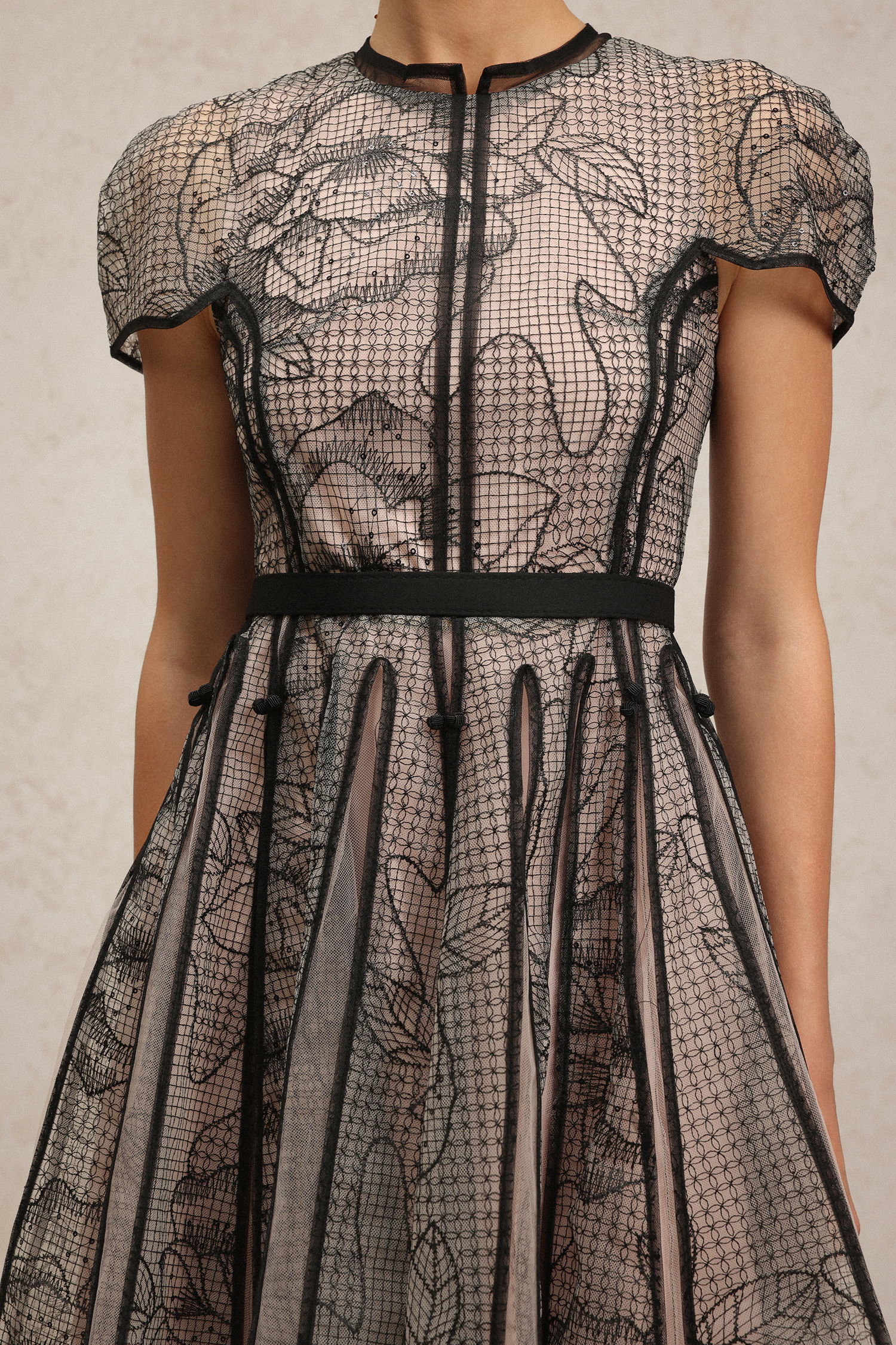 Arlene Short Sleeves Jacquard Midi Dress