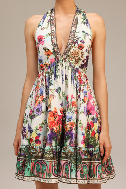 Giuseppina V-neck Floral Printed Mini Dress