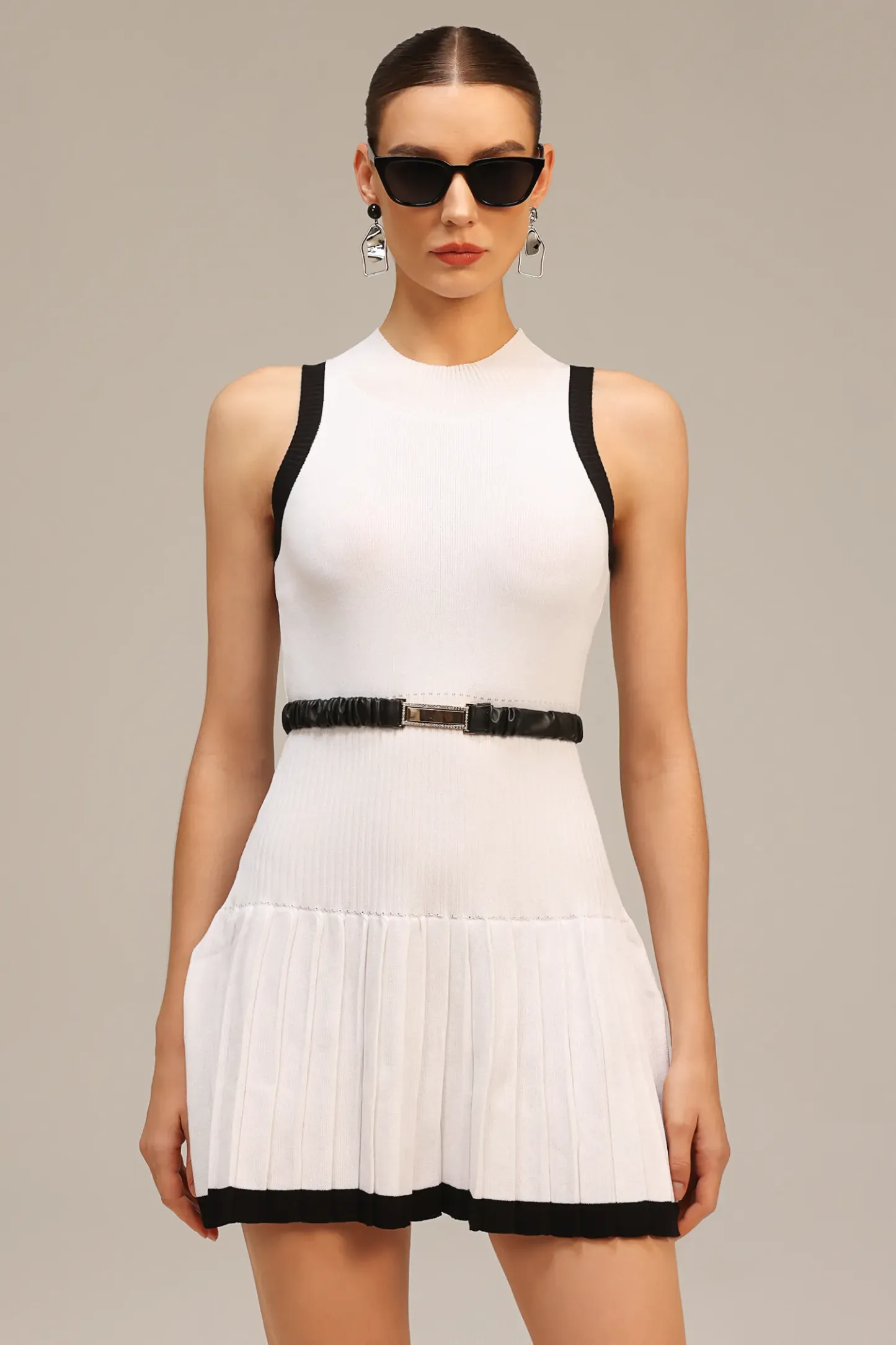 Katie Sleeveless Folds Mini Dress